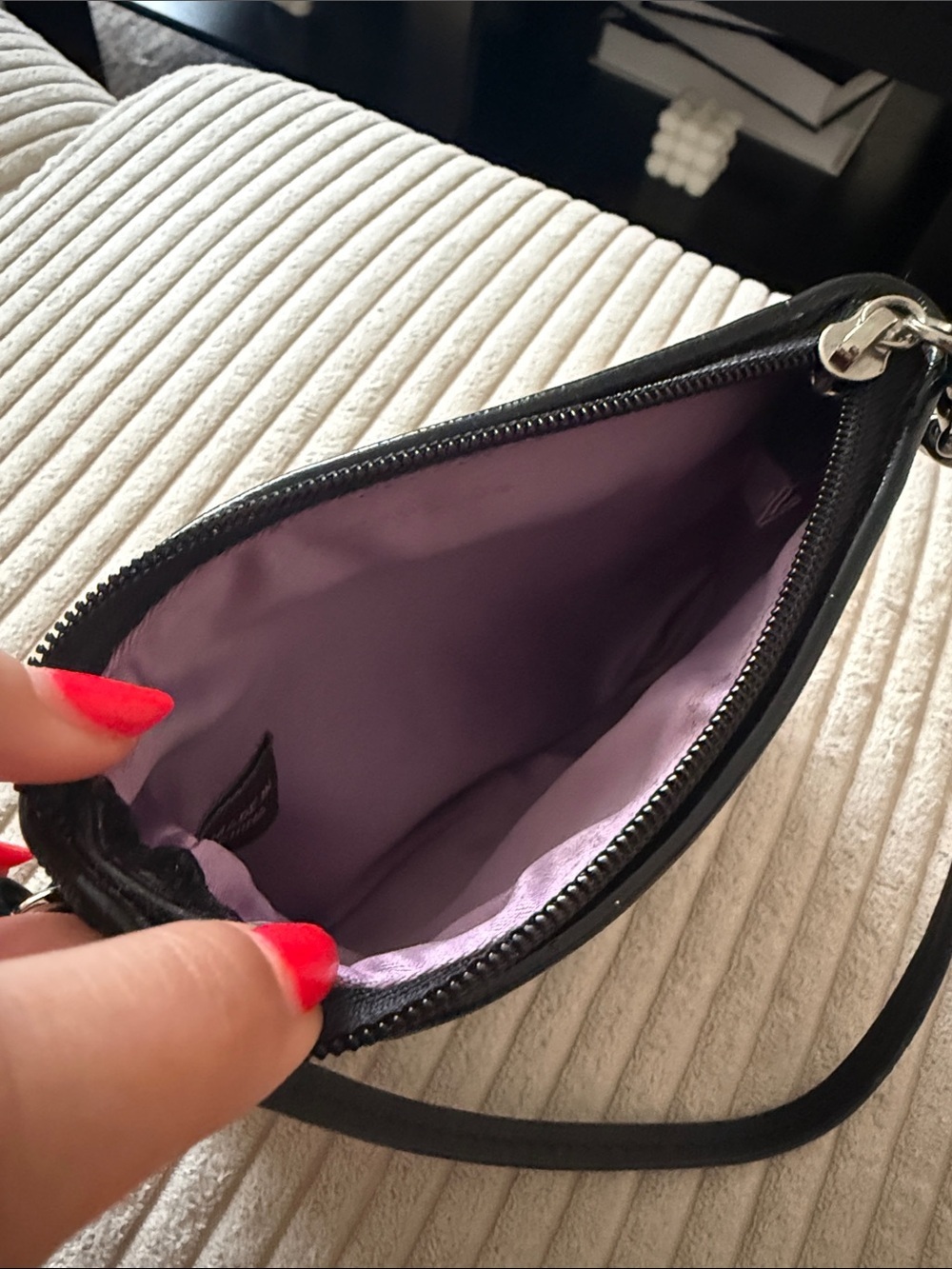 Coach Black Signature Wristlet Pouch with Logo Plaque - Picture 3 of 5